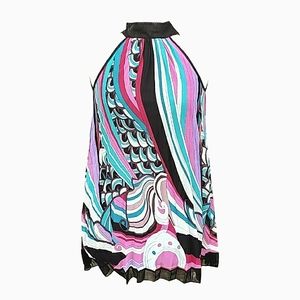 Moa Moa sleeveless halter top boho look lose fit multi color SZ S